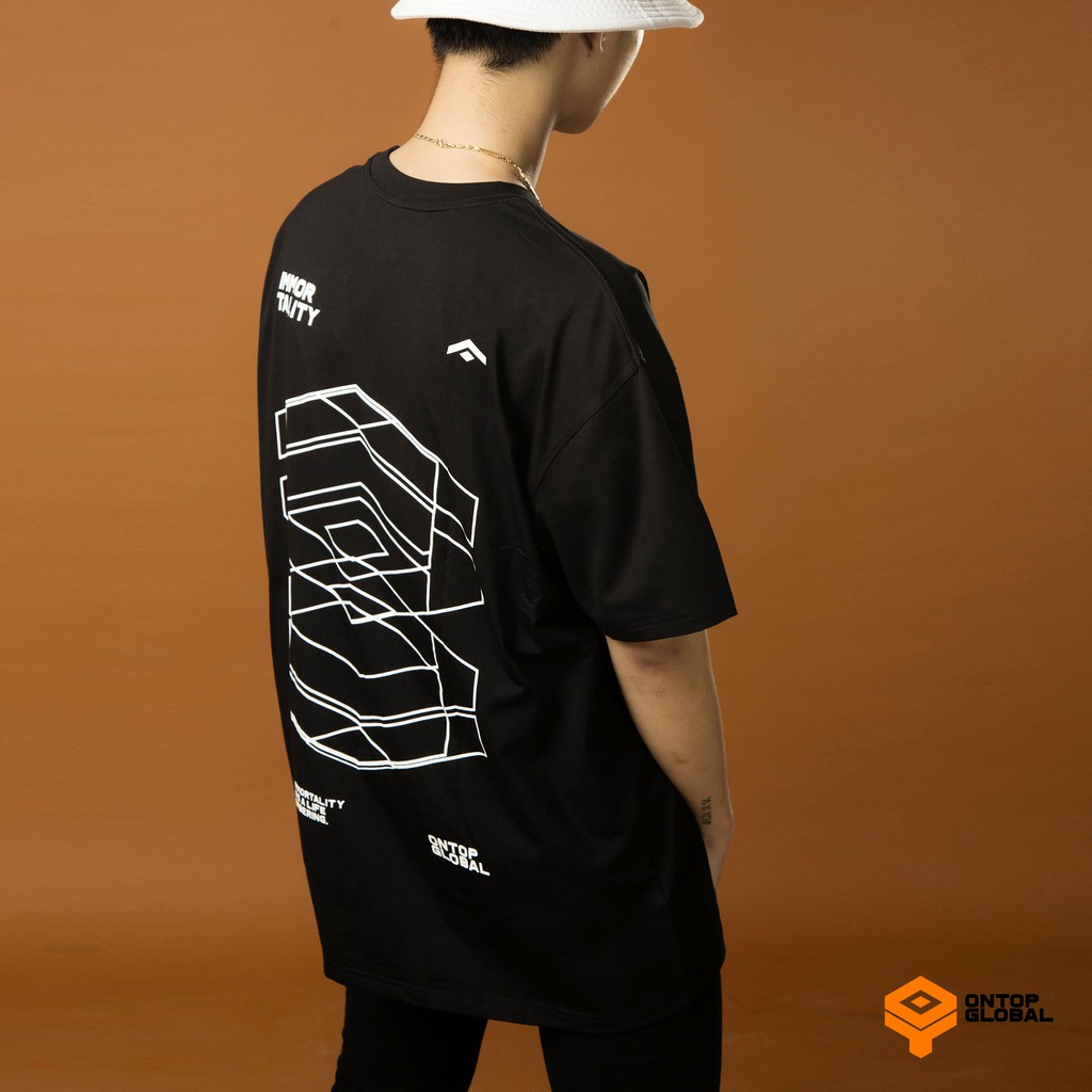 Áo thun nam form rộng tay lỡ màu đen ONTOP - Signature | BigBuy360 - bigbuy360.vn