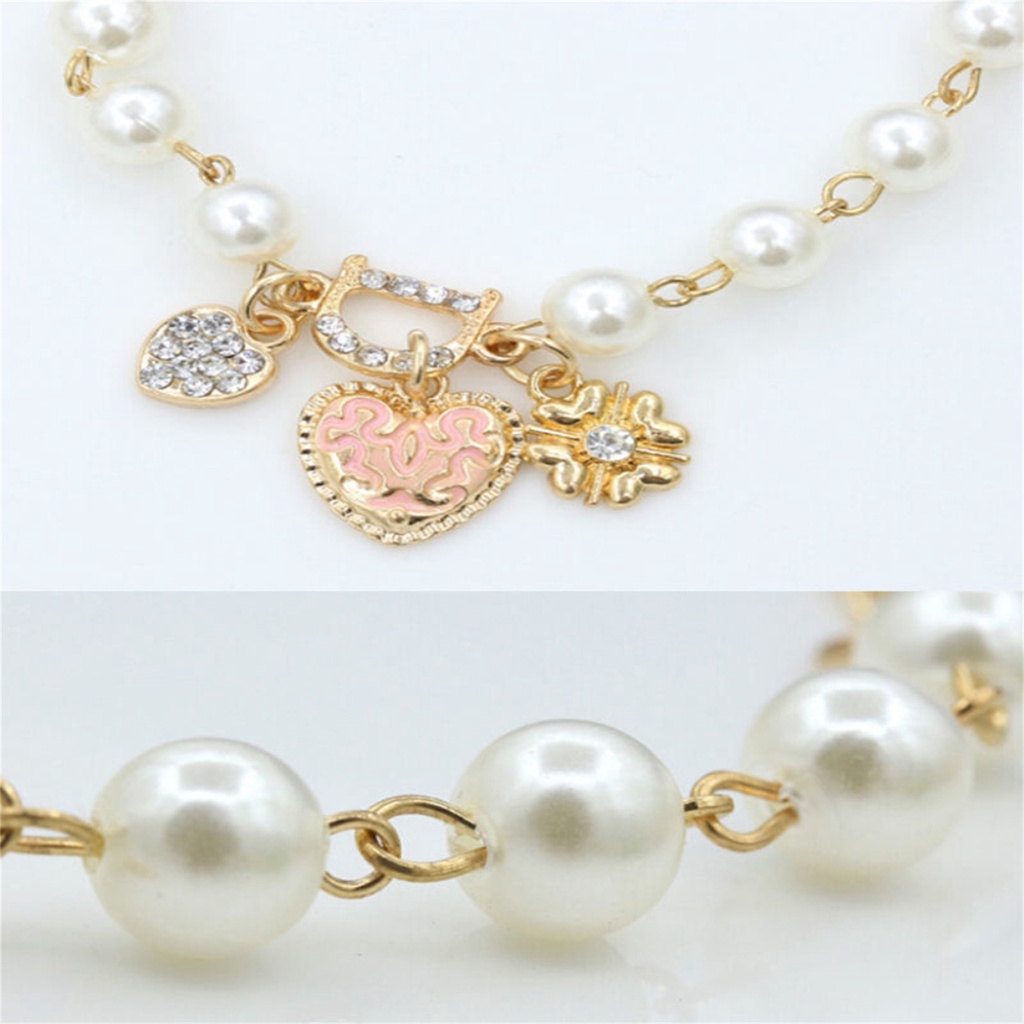 Lắc tay ngọc trai họa tiết trái tim xinh xắn cho nữ