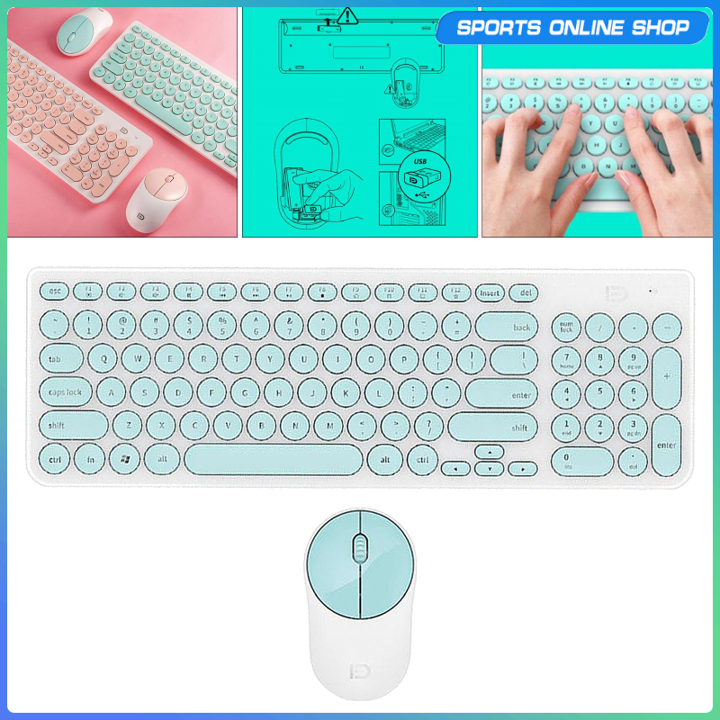 Bàn Phím Và Chuột Không Dây Tròn Mỏng 2.4g | BigBuy360 - bigbuy360.vn