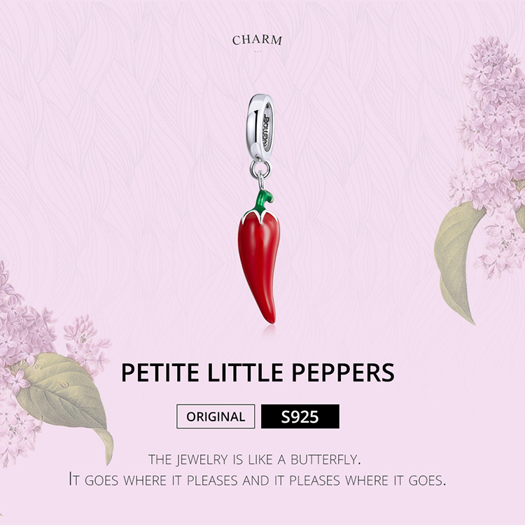 Hạt Charm Bamoer BSC461 Thiết Kế Quả Ớt Nhỏ Đáng Yêu Thời Trang Bằng Bạc 925 100%