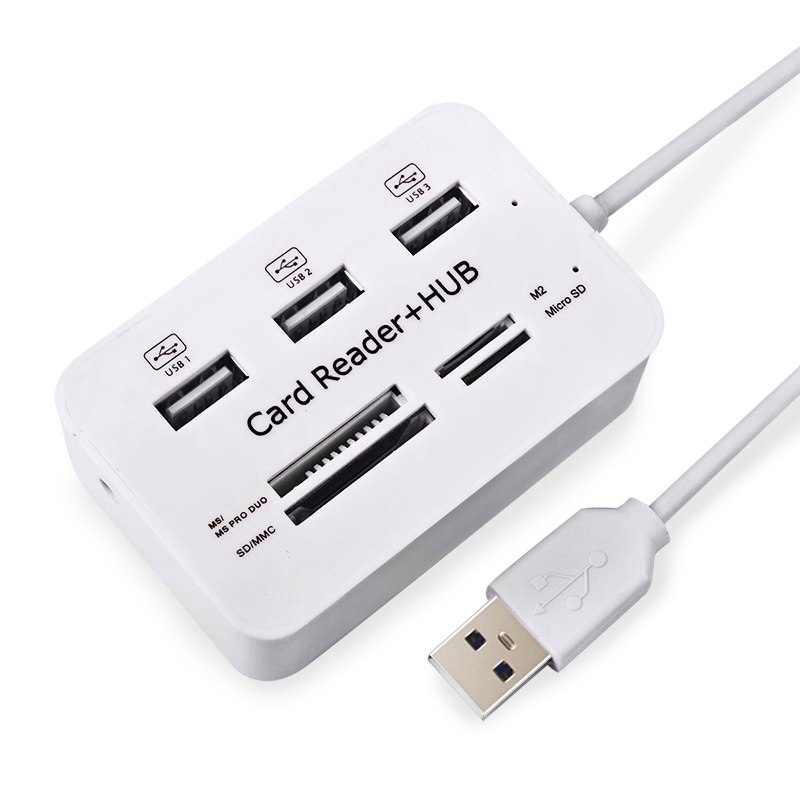 Đầu hub chia 3 cổng USB 2.0 có cổng đọc thẻ nhớ cho máy tính | BigBuy360 - bigbuy360.vn