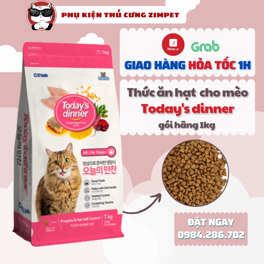 Hạt Today's Dinner cho mèo mọi lứa tuổi gói hãng 1kg