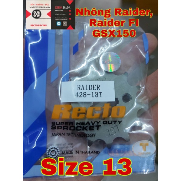 Nhông trước Raider, Raider FI,Satria, GSX150 Recto, size 13, nhập khẩu thái lan