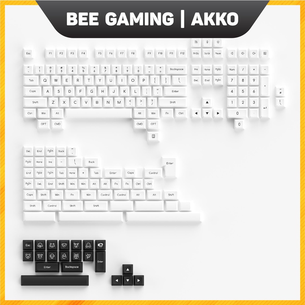 Bộ keycap AKKO – Black on White BoW