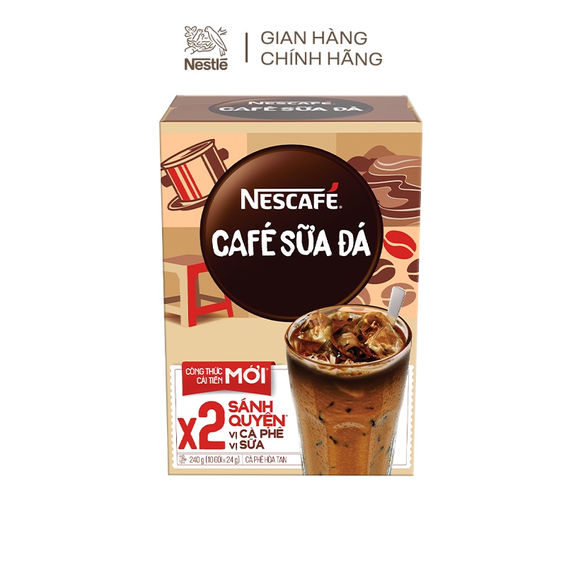 Combo 2 Hộp Cà Phê Sữa Nescafé Cà Phê Sữa Đá (Hộp 10 Gói x 24g) | BigBuy360 - bigbuy360.vn