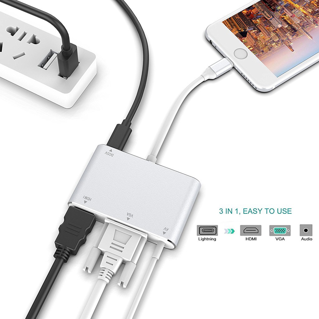 cáp lighting iphone to HDMI/VGA/AV