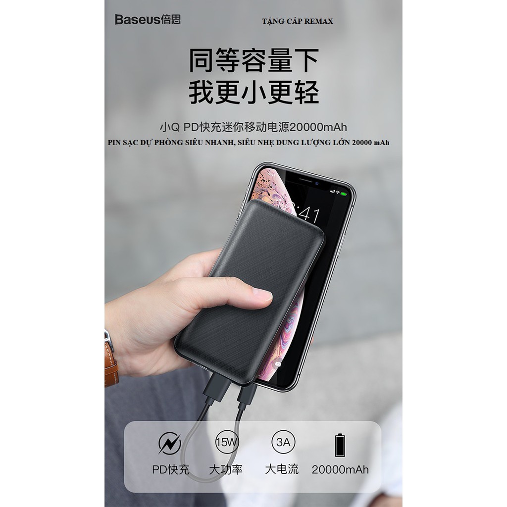 Pin sạc dự phòng nhanh Baseus Mini Q PD 20.000mAh cho Smartphone/ Tablet/ Macbook