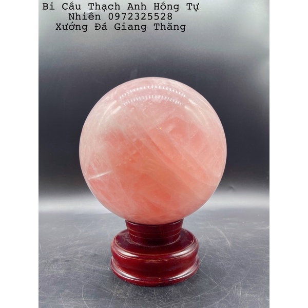 Quả Bi Cầu Đá Hồng Đậm, Đá Tự Nhiên Phong Thuỷ