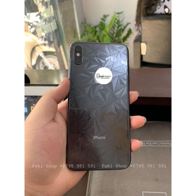 Tấm Dán mặt sau 3D Vân Kim cương 6 7 8 6plus 7plus 8plus X XS XR XSMAX 11 PRO MAX FukiShop