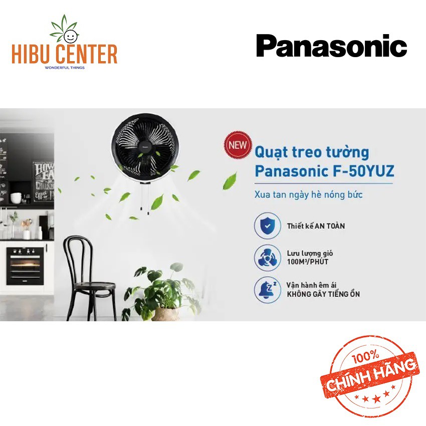 Quạt treo gắn tường 2 dây giật Panasonic F-50YUZ màu đen công suất 53 - 63W. Wall Fan – Hàng Chính Hãng – HIBUCENTER