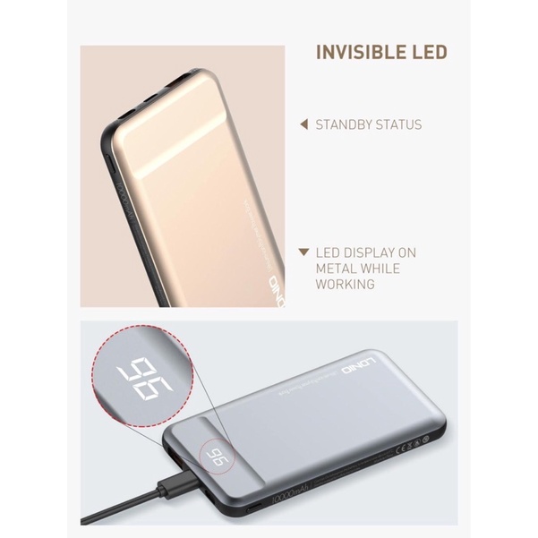 Sạc dự phòng LDNiO Vỏ Thép mini PD 15/18w Quick Charge 10000mAh - Hàng chính hãng bh 6 tháng 1 đổi 1.