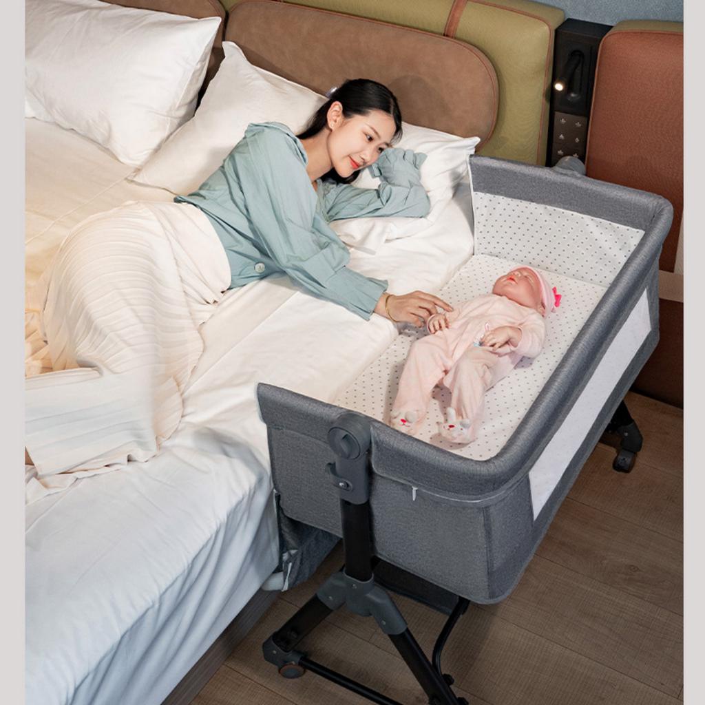 Nôi cho bé ghép cạnh giường bố mẹ tăng chỉnh được chiều cao, Shop Bố Sam, Nôi trẻ em gấp gọn tặng nệm, giường cho bé