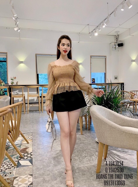 Áo voan lưới bồng tay hàng đẹp Quảng Châu