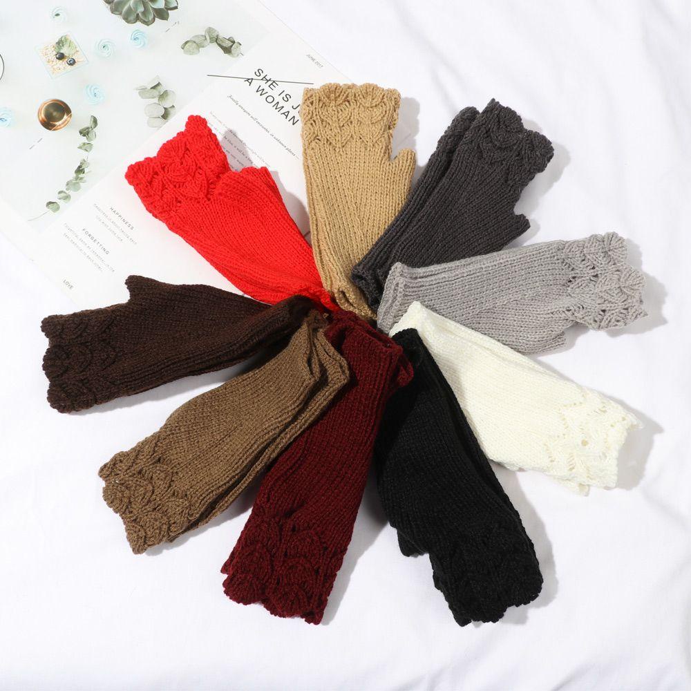 Găng Tay Dệt Kim Co Giãn Màu Sắc Ngọt Ngào Thời Trang