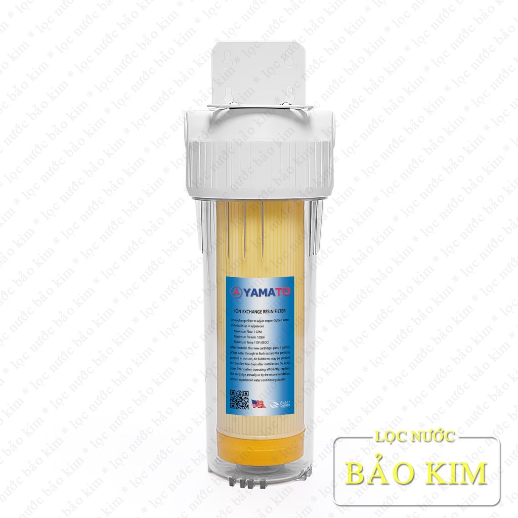 Bộ lọc nước đơn 10 inch chứa lõi resin, xử lý nước cứng, nước nhiễm đá vôi, làm mềm nước