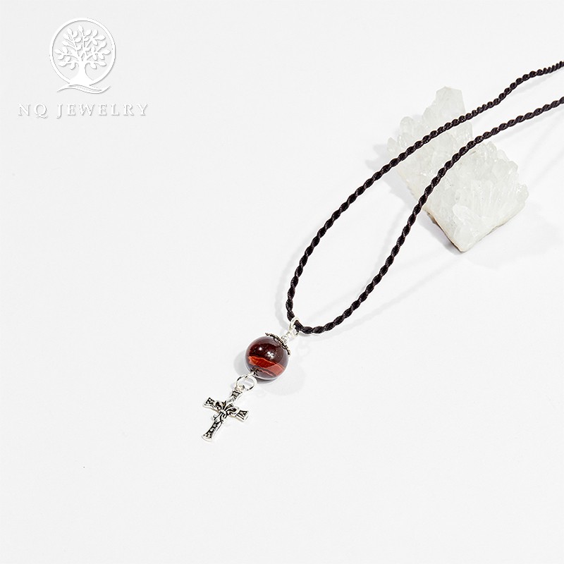 Mặt Dây Chuyền Màu Nâu Đỏ Phối Thánh Giá NQ Jewelry