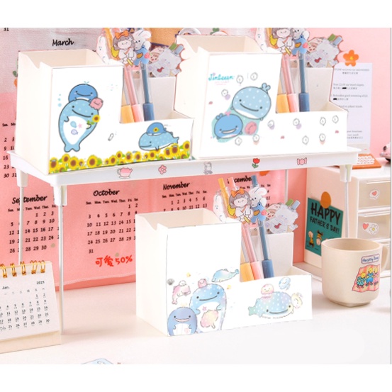 Ống cắm bút vuông pastel doraemon CBV4 ống đựng đồ jinbeisan totoro vô diện shin one piece sumikko chuột vàng kero