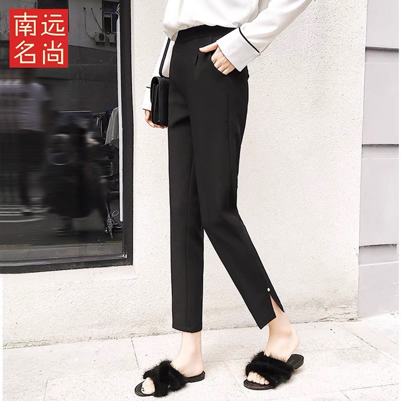 Quần baggy nữ cạp cao xẻ gấu phong cách mới chất tuyết mưa dày dặn 3 màu Trắng Đen Kem | BigBuy360 - bigbuy360.vn