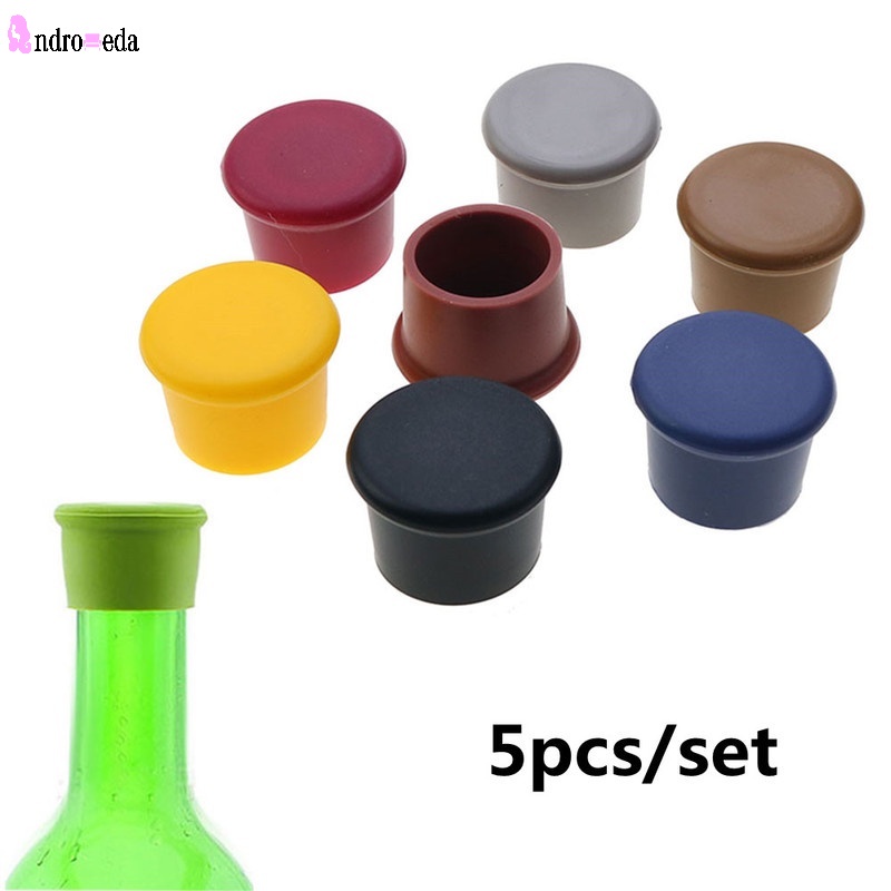 Set 5 Nút Silicone Đậy Chai Rượu/Gia Vị Tái Sử Dụng Được