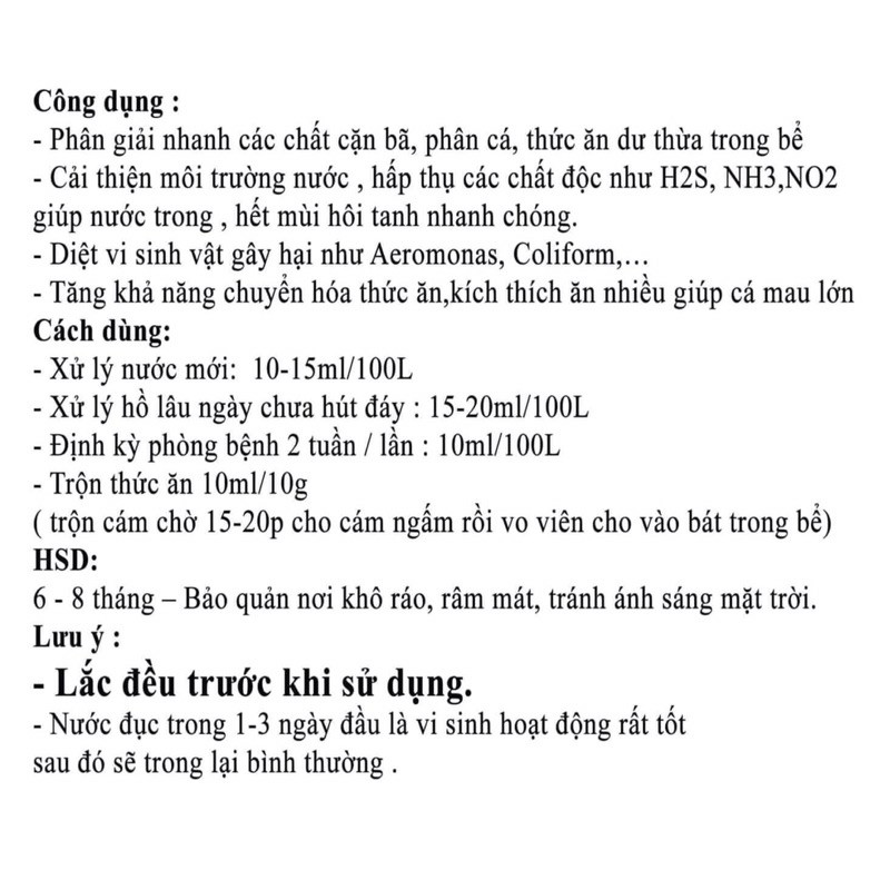 Vi sinh PSB làm trong nước bể cá thủy sinh