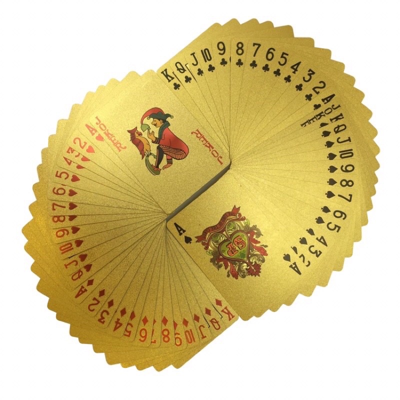 Bộ Bài Tây Tú Lơ Khơ Mạ Vàng 24K - BỘ BÀI MẠ VÀNG BẰNG NHỰA CHỐNG NƯỚC BẺ CONG THOẢI MÁI