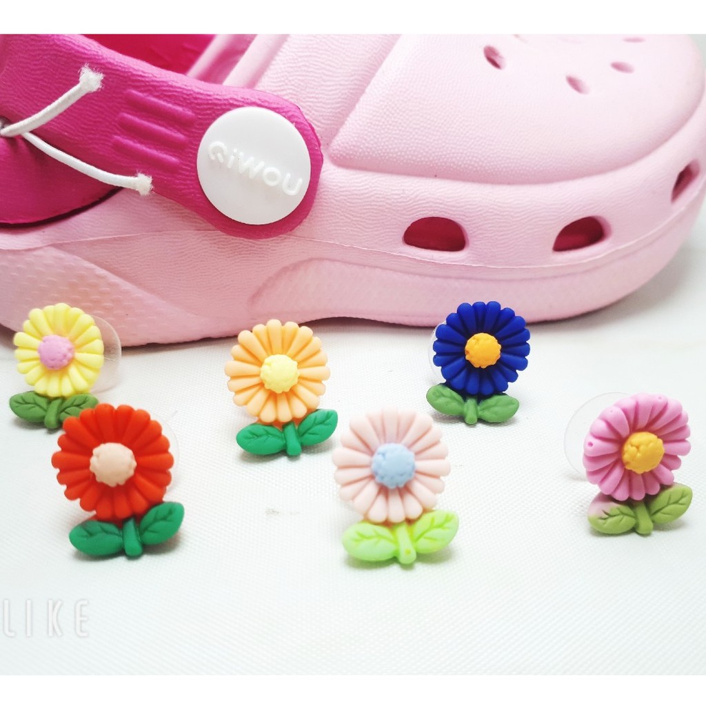 STICKER / JiBITZ GẮN DÉP CROCS, DÉP CÁ SẤU 3D HOA VÀ BỌ NHIỀU MÀU