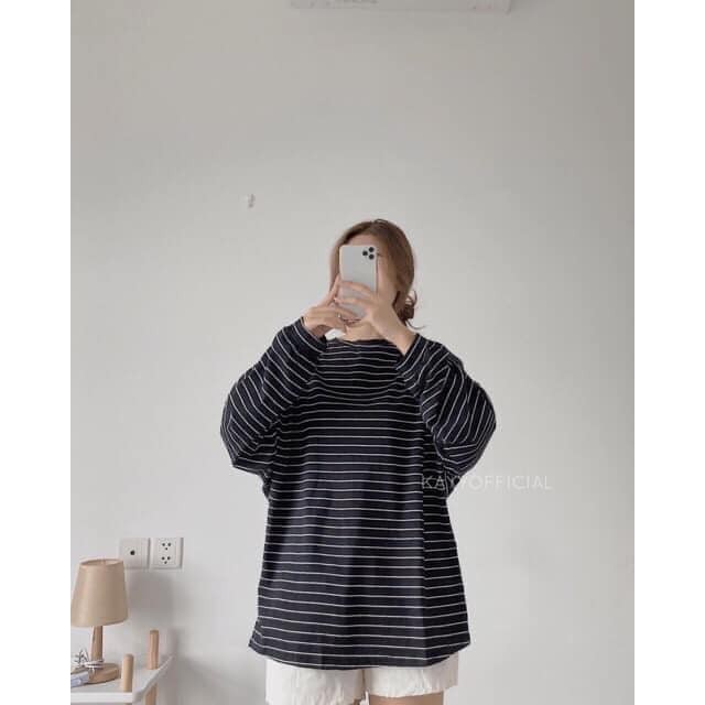 Áo Thun Kẻ Oversize (Áo Thun Unisex Form Rộng) | BigBuy360 - bigbuy360.vn