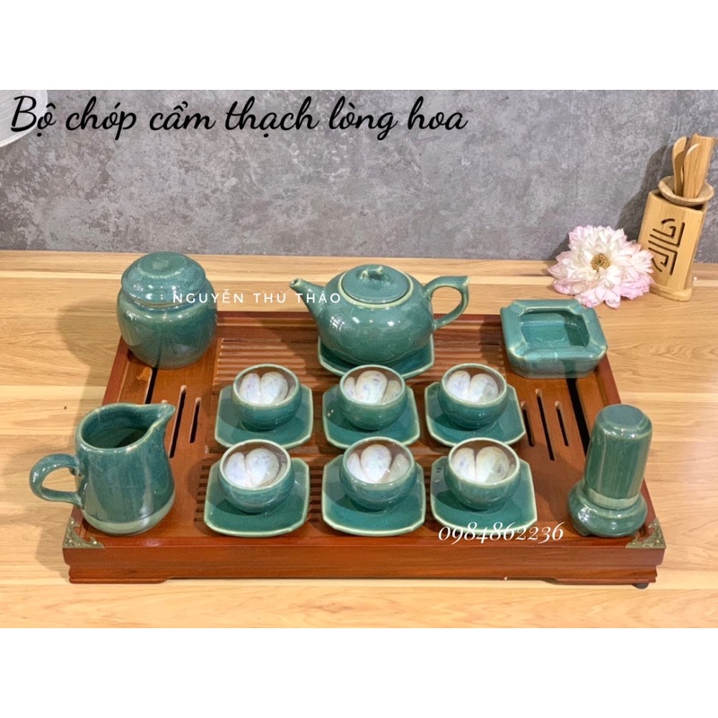 Bộ ấm chén men hoả biến CẨM THẠCH Bát Tràng