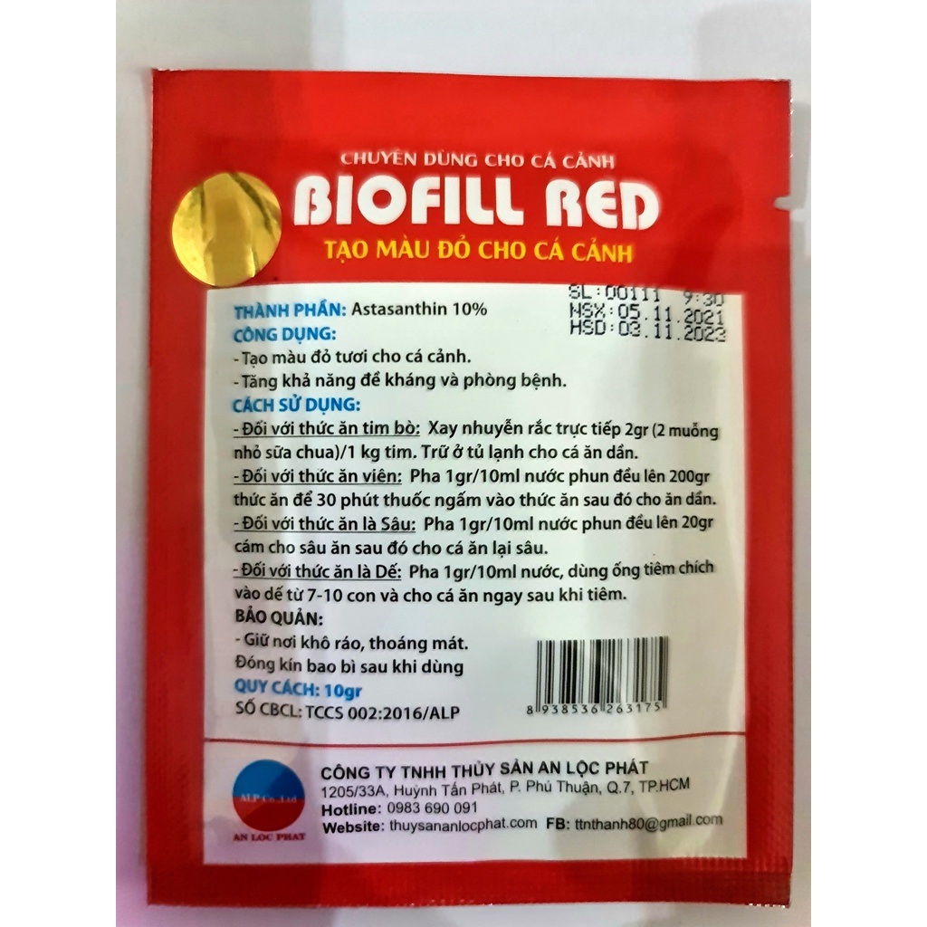 BIOFILL RED Lên Màu Cho Cá - ANTIBIO Men Tiêu Hóa Cho Cá Cảnh