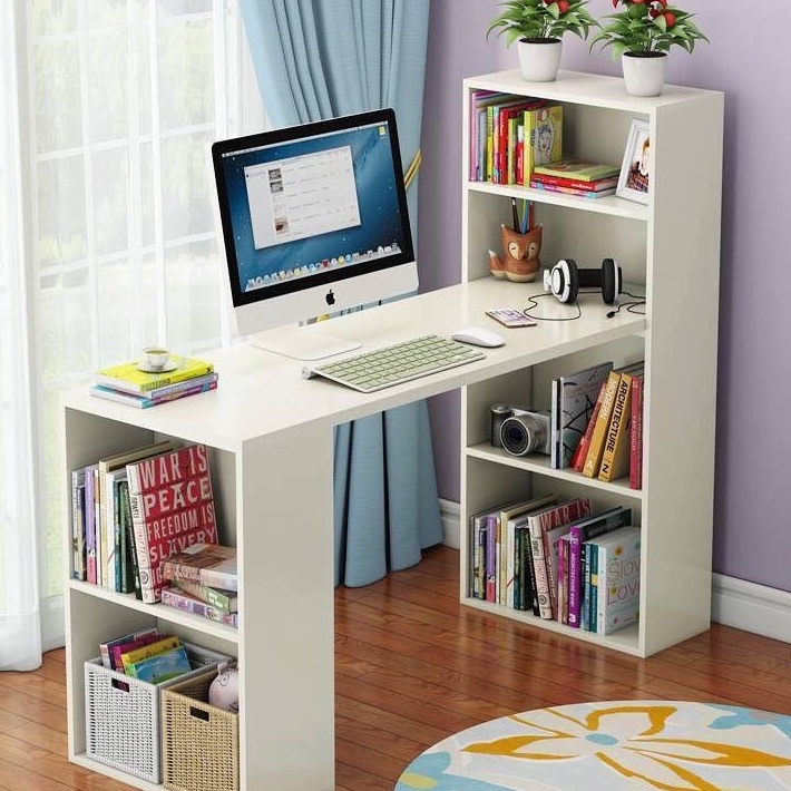Bàn làm việc gỗ LOẠI TO kèm kệ sách MDF thông minh nhiều màu. Bàn có kê đựng đồ có thể trang trí