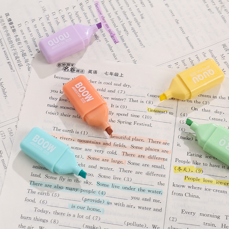 Bộ Bút Dạ Quang Mini 6 Màu Sắc Tự Nhiên 1520# Dành Cho Học Sinh