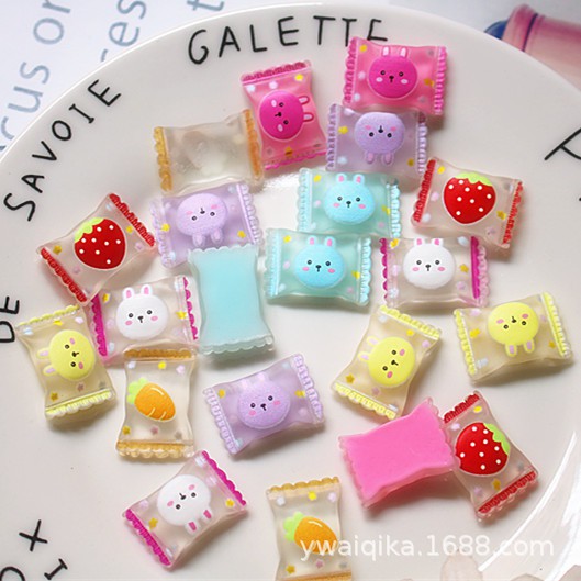 Charm (C89) slime/ Dụng Cụ Charm Trang Trí [Ko Keo &amp; Nút] Hình Vỏ Kẹo (2.1x1.4 cm) - 01 Cái