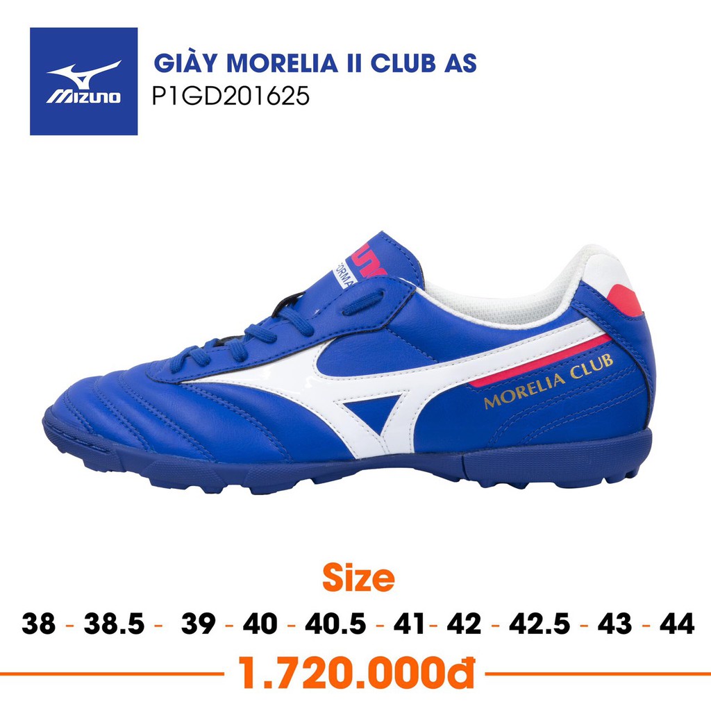 Giày Bóng Đá Cỏ Nhân Tạo Chính Hãng Mizuno Morelia II Club As Xanh Bích Chữ Hồng TF