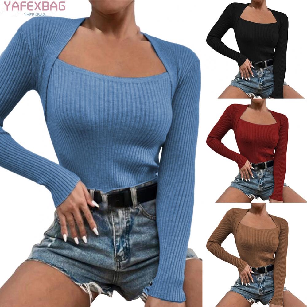 Women's Tops Slim Fit Women's Fitted Bodycon Tunic Blouse Knitted Bottoming