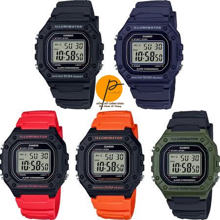 Đồng Hồ Nam Ca.sio Dây Nhựa Đủ Màu Pwatch #W-218H