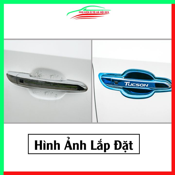 Ốp tay hõm Tucson 2016-2021 vân titan chống trầy bảo vệ cửa xe ô tô