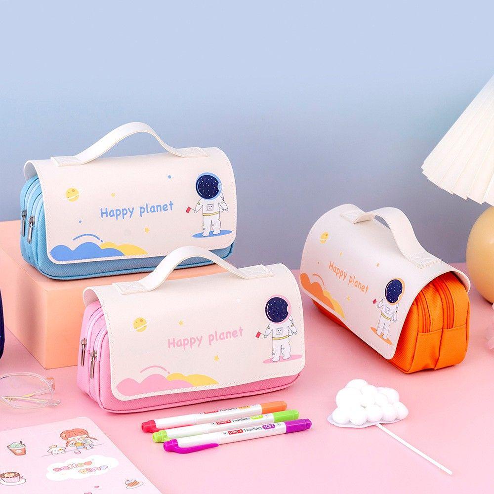 PEWANY Túi Đựng Bút Hai Ngăn Sức Chứa Lớn Họa Tiết Phi Hành Gia Cho Học Sinh