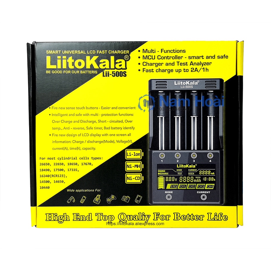 Bộ Sạc Pin Chính Hãng Liitokala Lii-500S Test Dung Lượng, Nội Trở (Kèm Nguồn Chính Hãng)