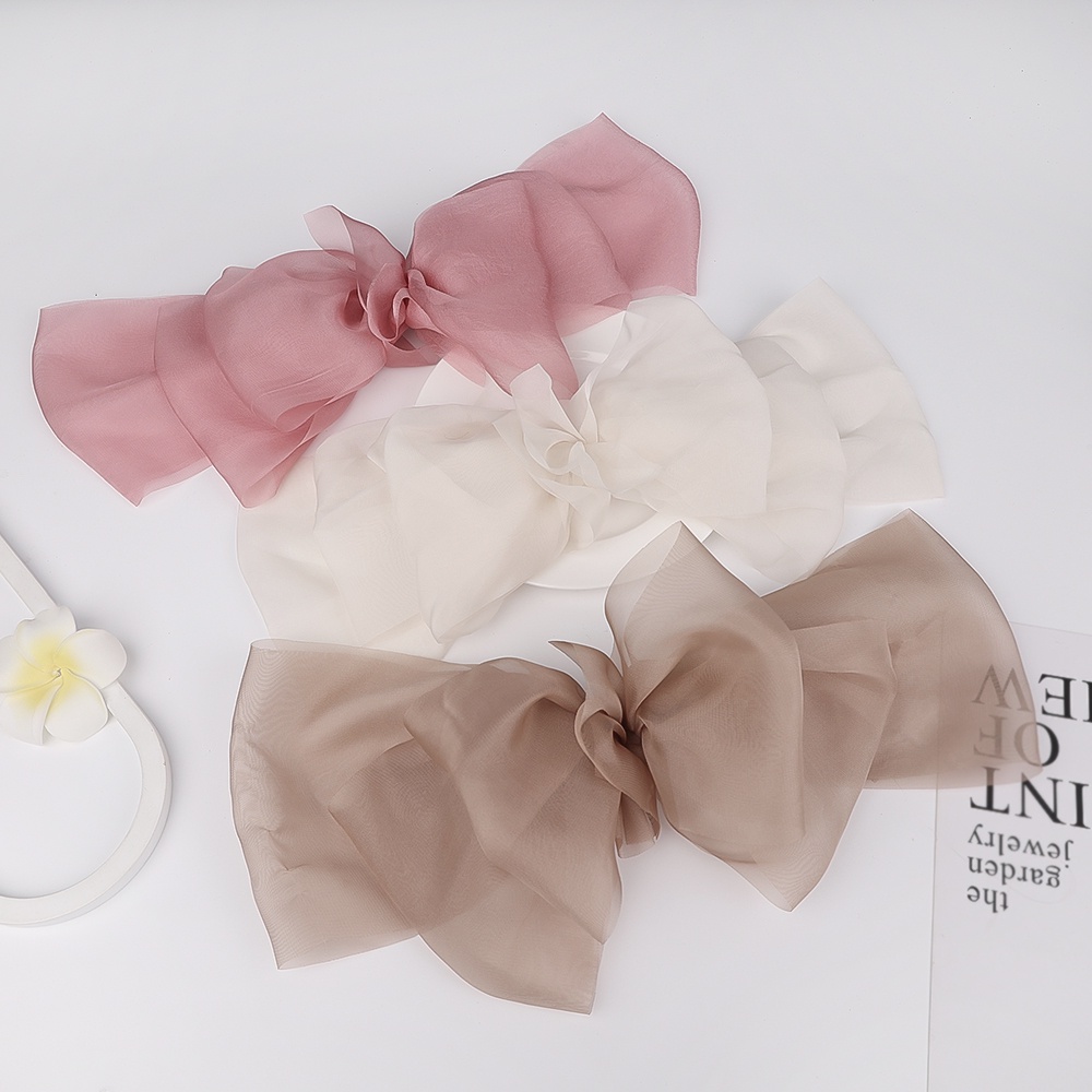 Kẹp Tóc Nơ Bằng Vải Voan Cỡ Lớn Phong Cách Cổ Điển Thanh Lịch Dành Cho Nữ