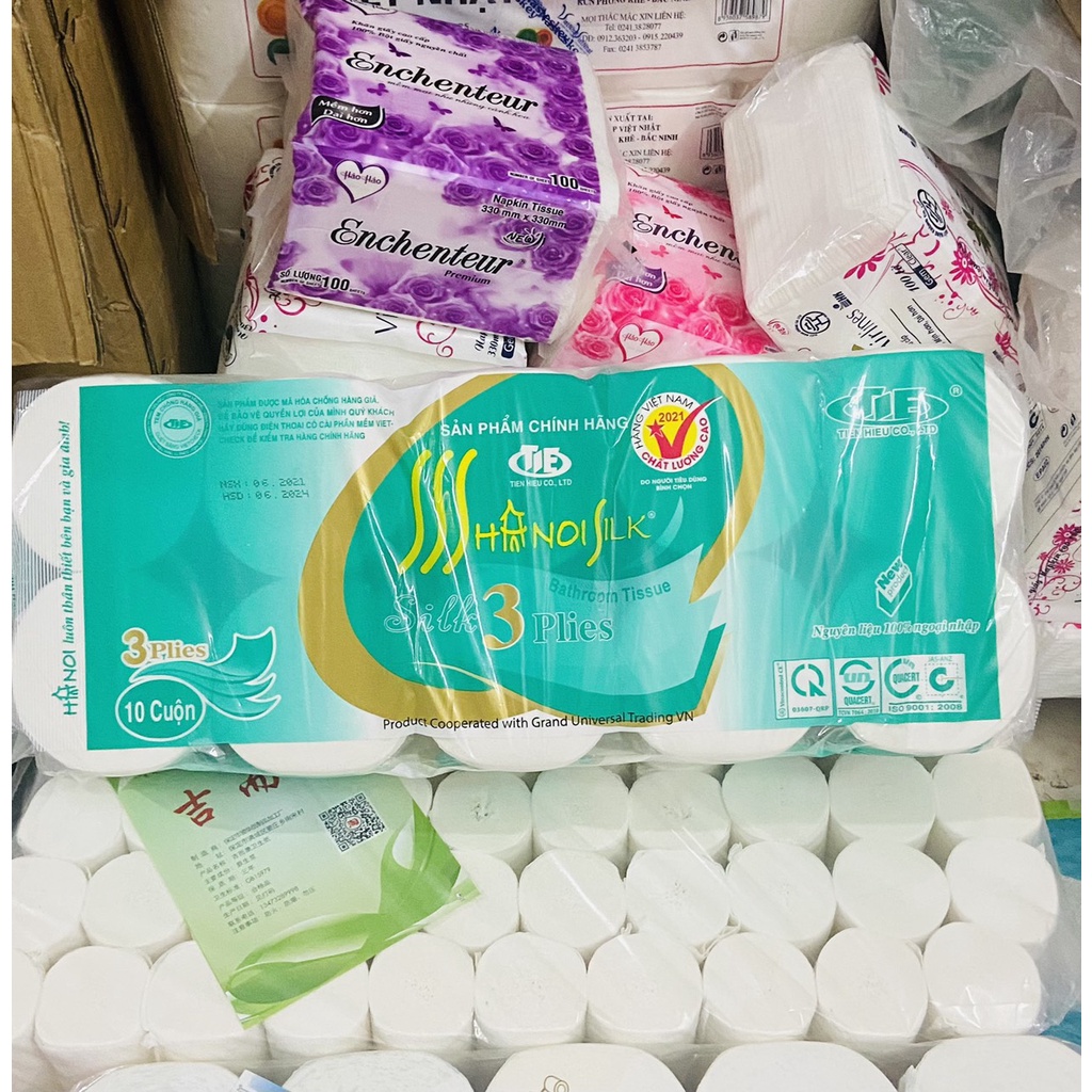 Lôc Giấy vệ sinh hà nộị 10 cuộn không lõi xanh siêu dai