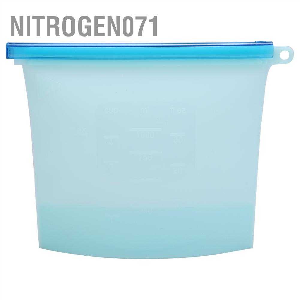 Nitrogen071 Con dấu có thể tái sử dụng 1000ml Hộp đựng thực phẩm bằng silicone Tủ lạnh Trái cây thịt Túi bảo quản sữa