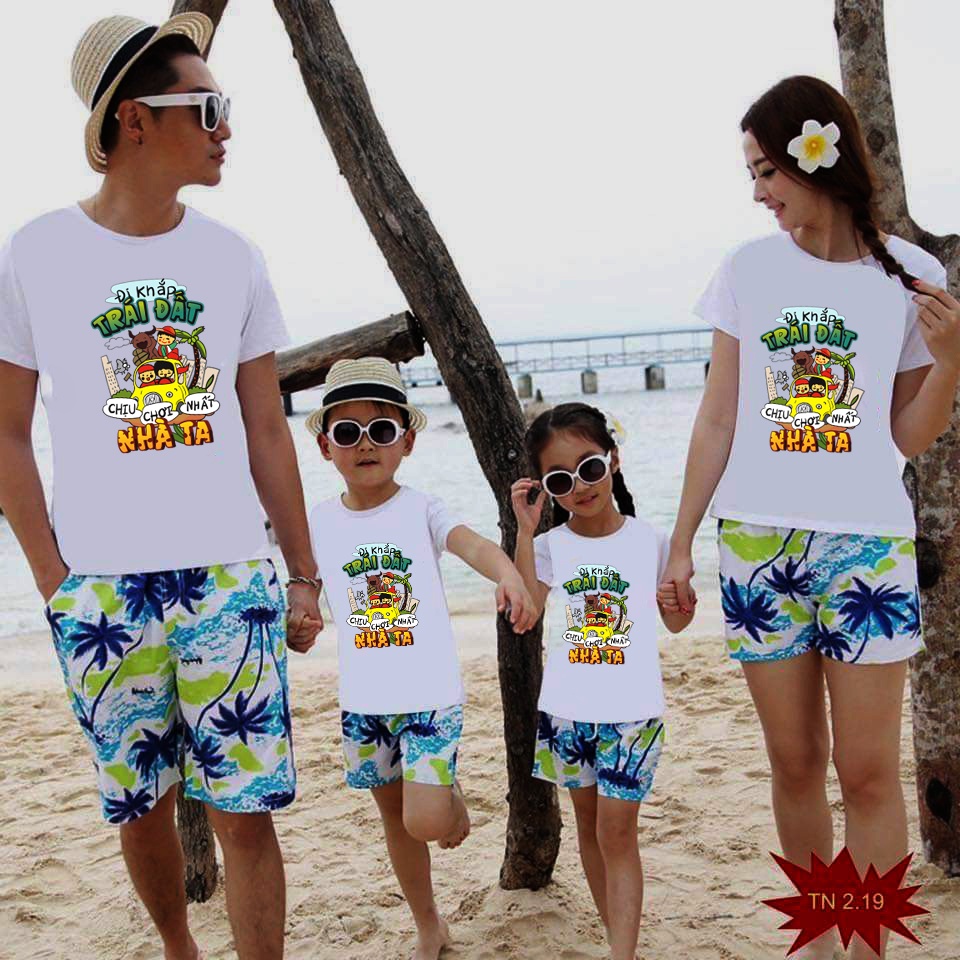 Bộ Đi Biển Cả Quần và áo đủ size - đi khắp trái đất - chịu chơi nhất nhà ta quần cây dừa