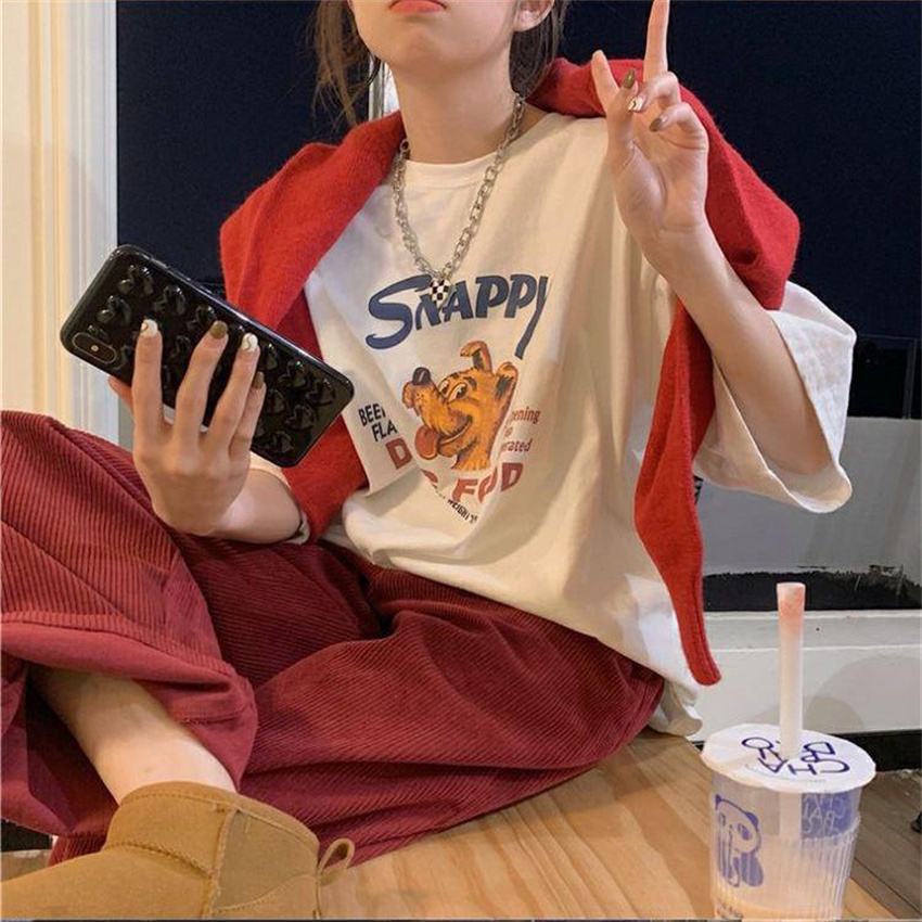 NRVP Áo Thun Nữ Oversize Cổ Tròn Thời Trang Hàn Quốc