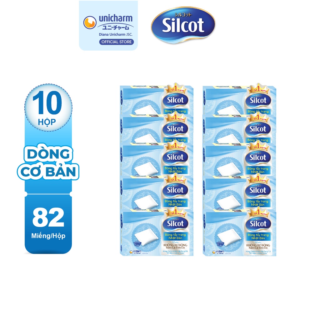 Combo 10 Hộp Bông Tẩy Trang Silcot 82 miếng/hộp