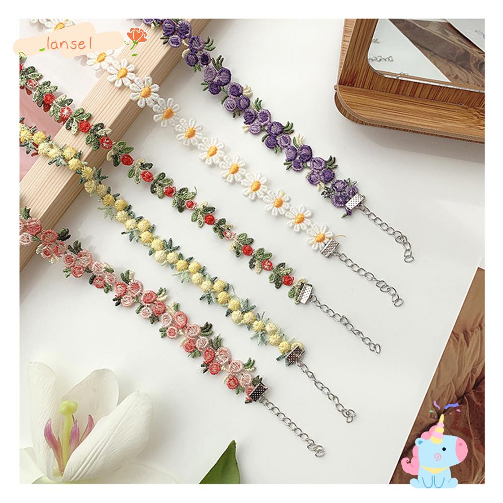 Vòng Cổ Ren Họa Tiết Hoa Cúc Phong Cách Hippie Thời Trang