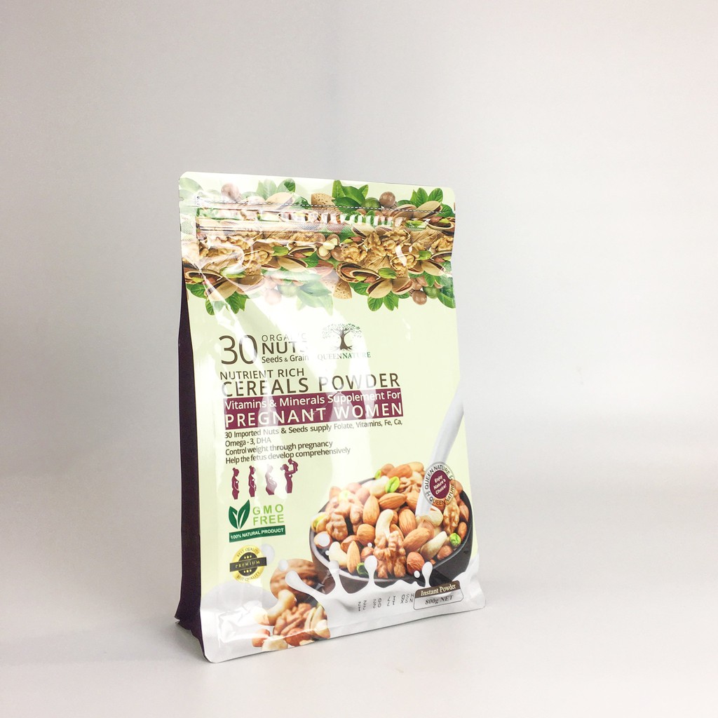 Bột Ngũ Cốc Bầu Queen Nature 800gram ⚡𝐅𝐑𝐄𝐄 𝐒𝐇𝐈𝐏⚡ thai nhi phát triển toàn diện, mẹ tăng cân đúng chuẩn suốt thai kỳ