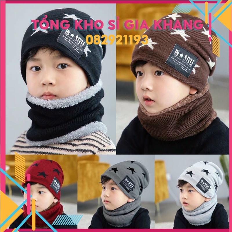 Set mũ len kèm khăn hình ngôi sao cho bé