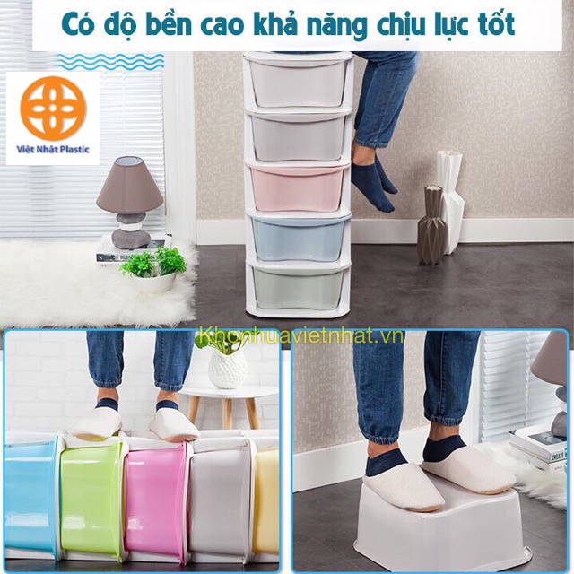 [Miễn Phí Ship Toàn Quốc] Tủ Đa Sắc 5 Tầng Có Bánh Xe - Nhựa Việt Nhật - Hàng Việt Nam Chất Lượng Cao- 3638