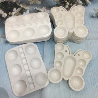 10 khay pha màu nước 6 lỗ tròn / hình cánh bướm