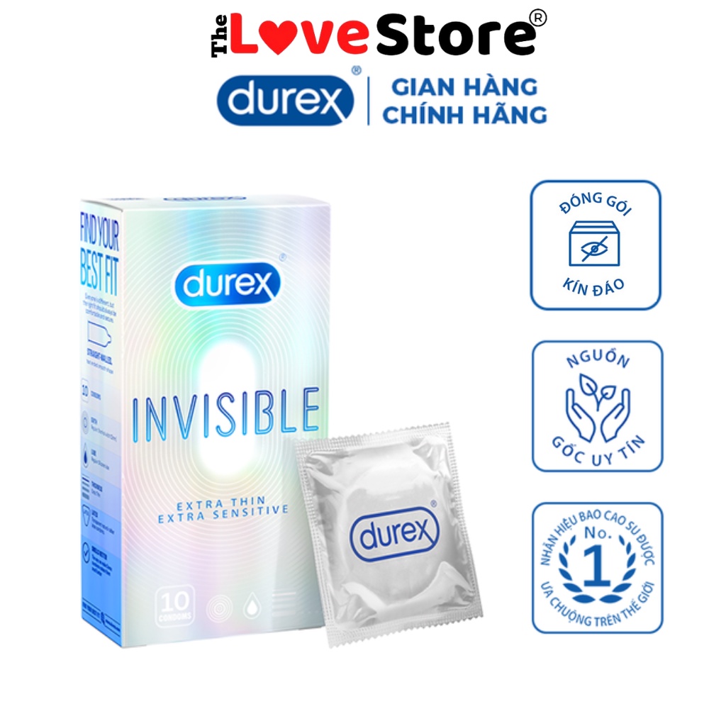 Bao cao su siêu mỏng Durex Invisible Extra Thin Extra Sensitive hộp 10 bao-The Love Store